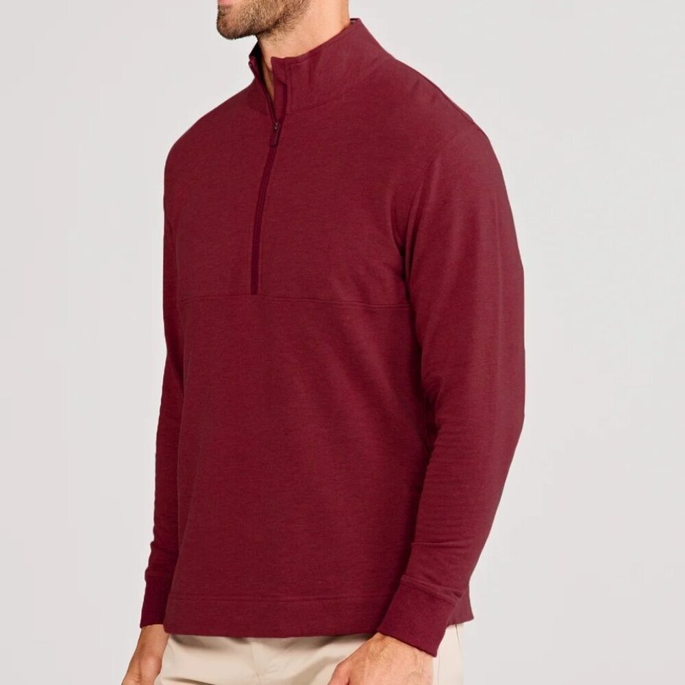 Tasc Venture Maroon Red Quarter Zip Sweatshirt Organic Cotton Bamboo Men's L